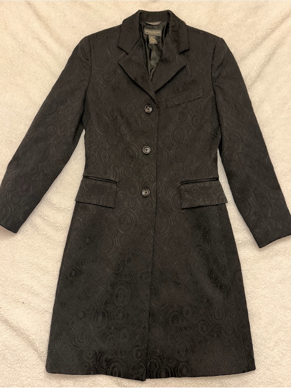 Banana Republic Black Textured Long Trench Coat